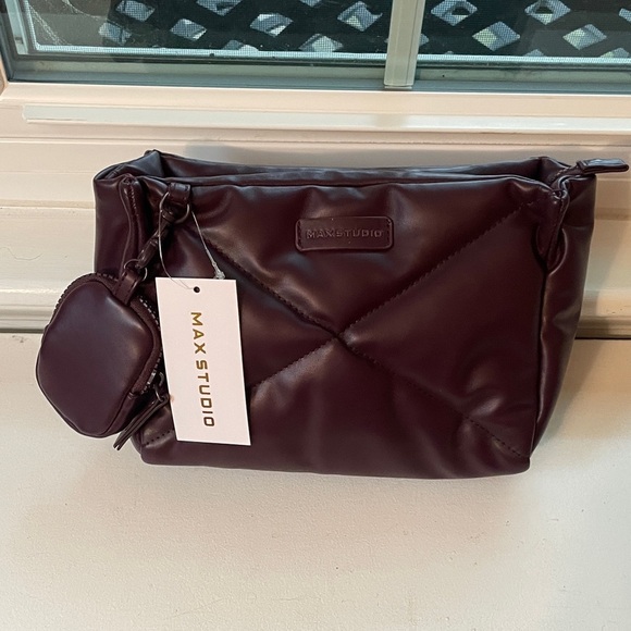 Max Studio Handbags - 1220. Max Studio Deep Burgundy Cosmetic or Toiletry Bag